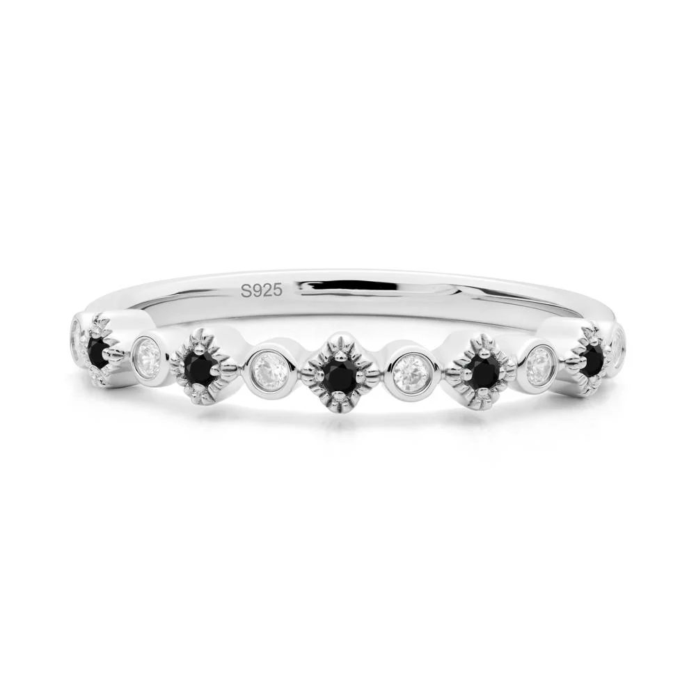 Black Spinel and Cubic Zirconia Alternating Eternity Ring - Image 6