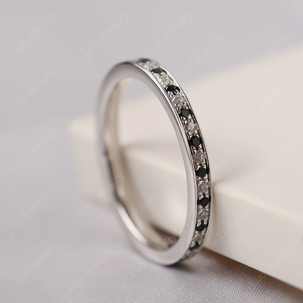 Black Spinel and Cubic Zirconia Eternity Band Ring - Image 3