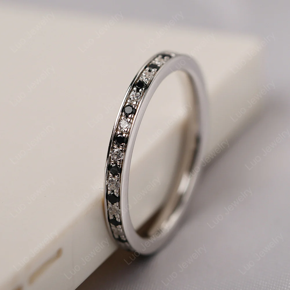 Black Spinel and Cubic Zirconia Eternity Band Ring - Image 5