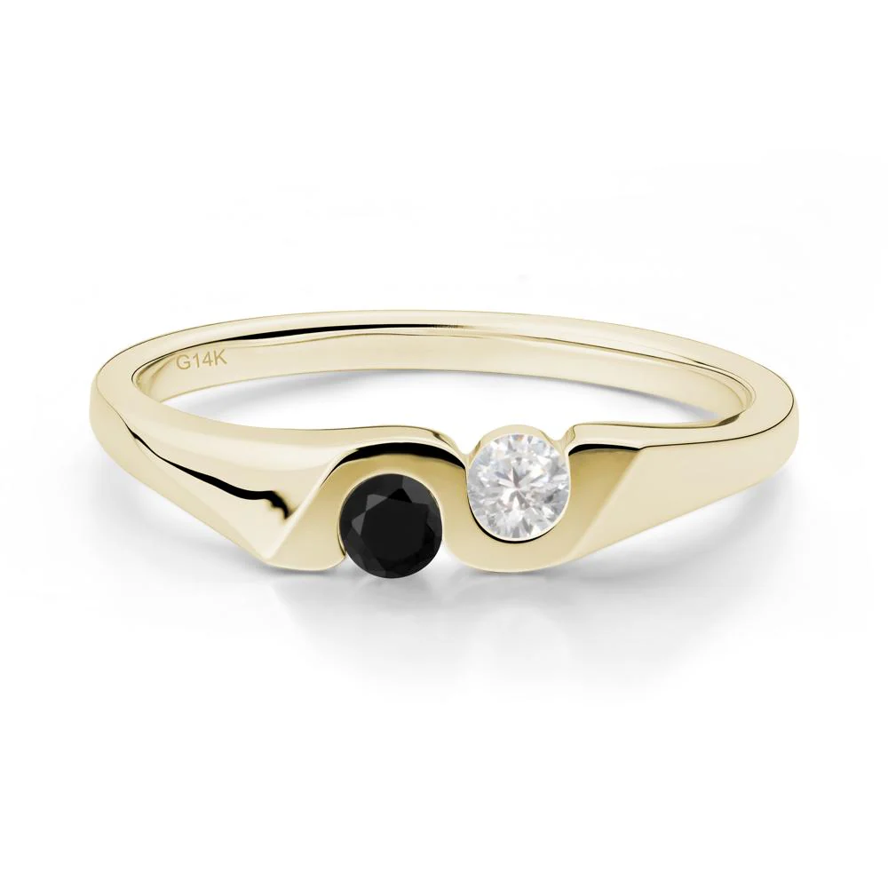 Black Spinel and Cubic Zirconia Two Stone Promise Ring - Image 4
