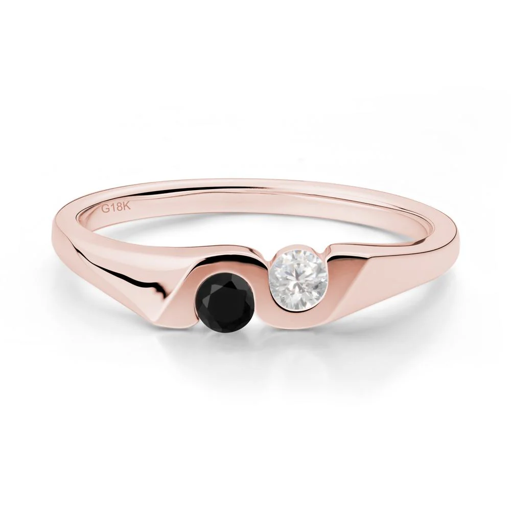 Black Spinel and Cubic Zirconia Two Stone Promise Ring - Image 7