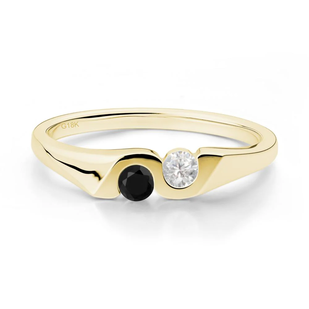 Black Spinel and Cubic Zirconia Two Stone Promise Ring - Image 9