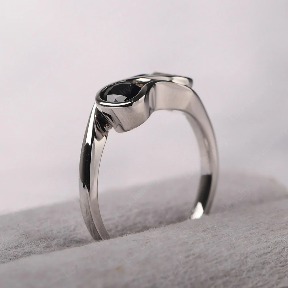 Black Spinel and White Topaz Double Stone Engagement Ring - Image 4