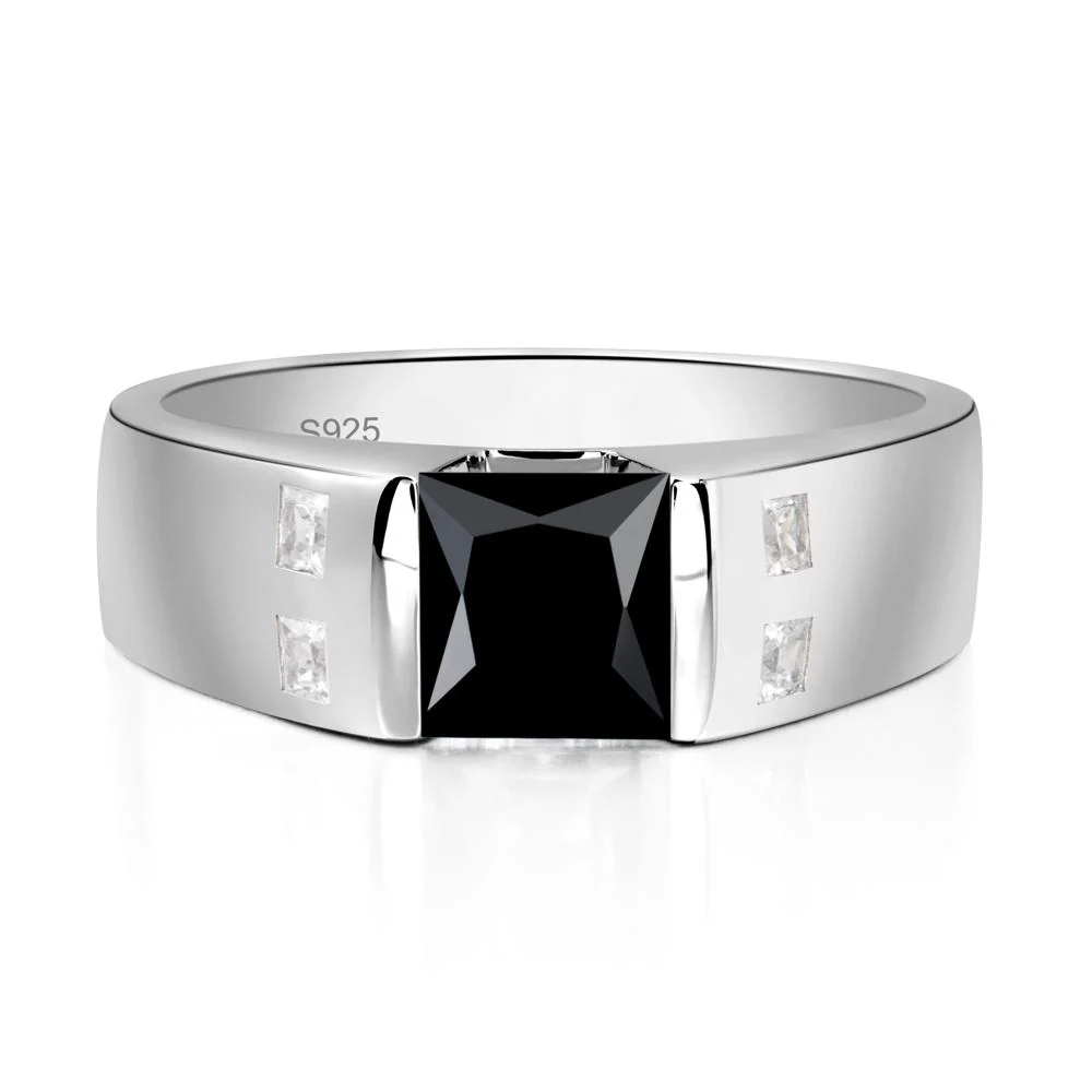 Black Spinel Band Ring for Men - Image 2