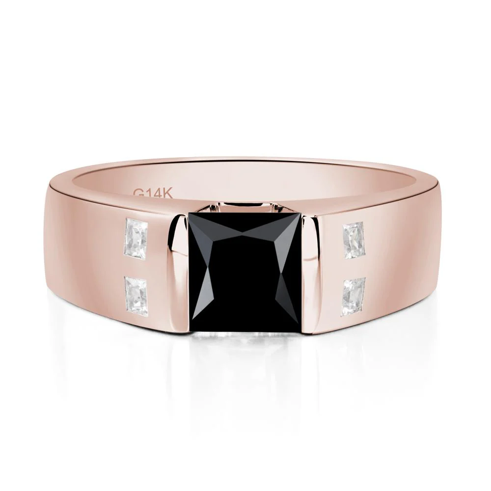 Black Spinel Band Ring for Men - Image 5