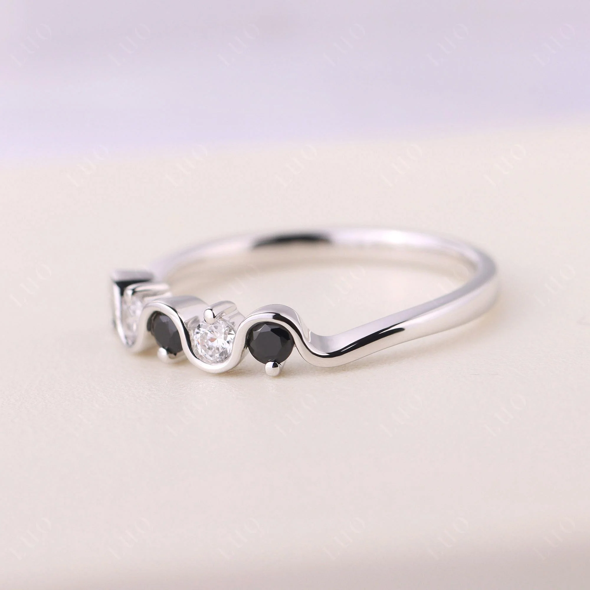 Black Spinel Band Ring - Image 11