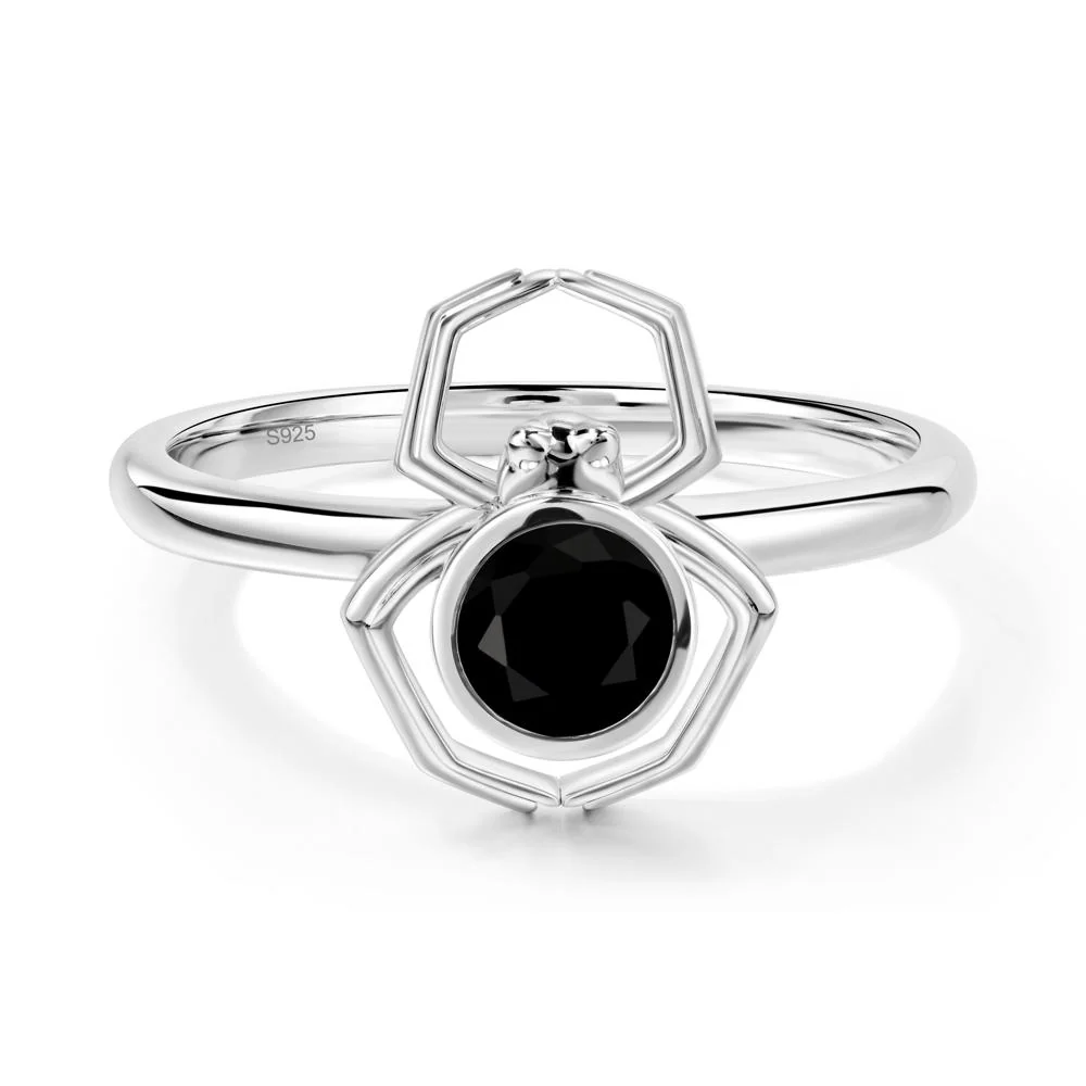 Black Spinel Bezel Set Spider Ring