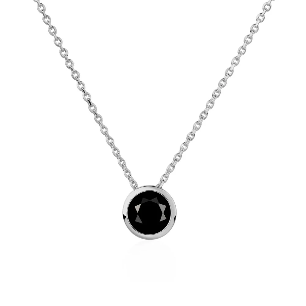 Black Spinel Bezel Solitaire Necklace - Image 3