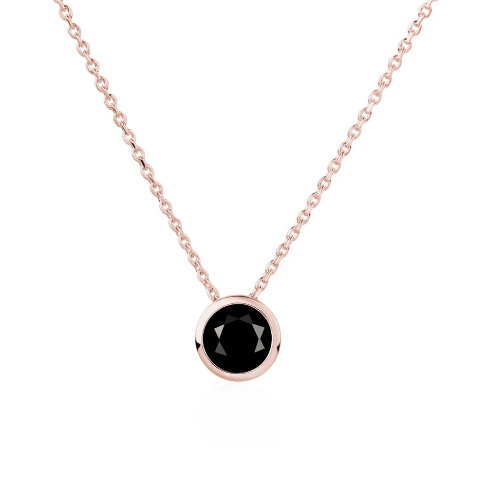 Black Spinel Bezel Solitaire Necklace - Image 4