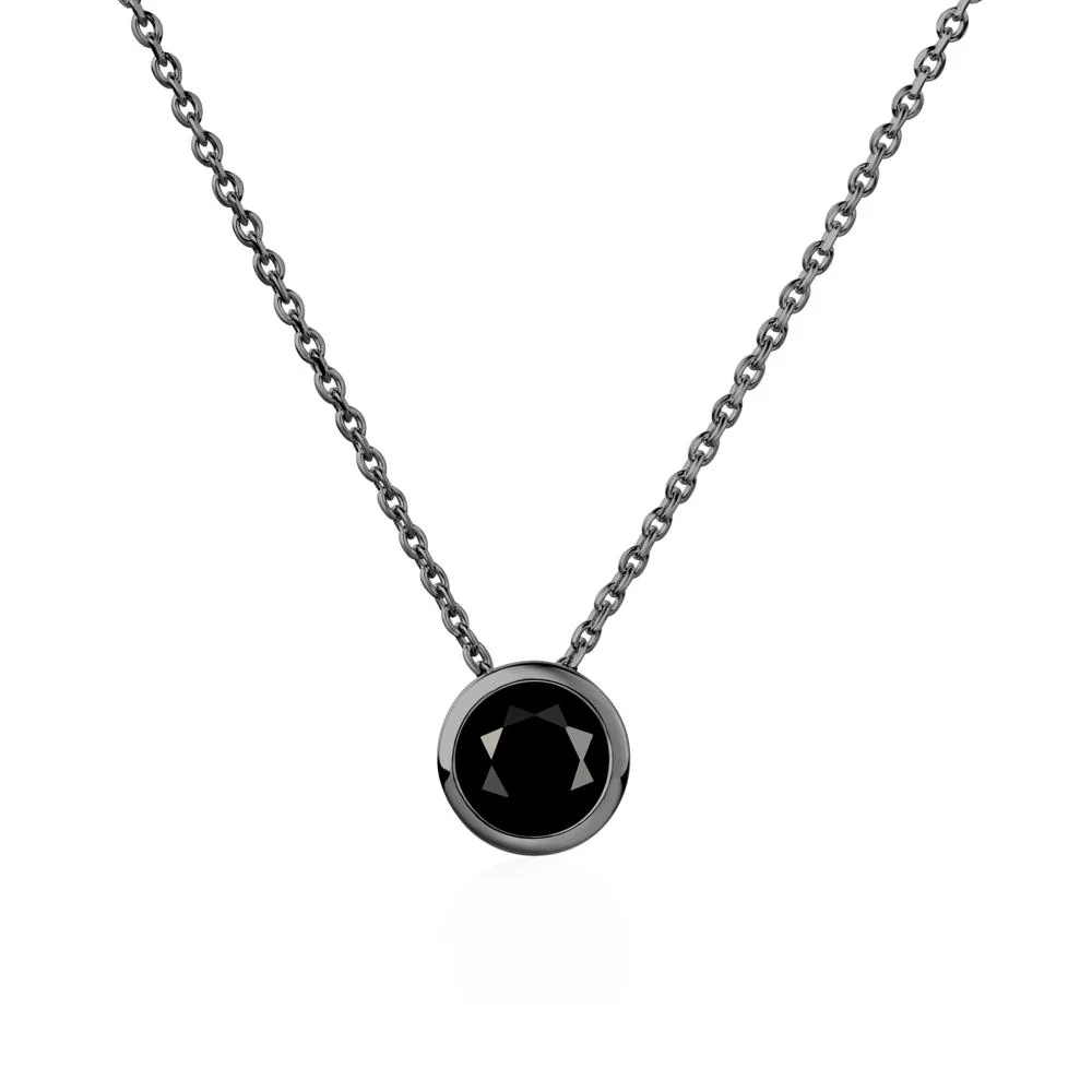 Black Spinel Bezel Solitaire Necklace - Image 9