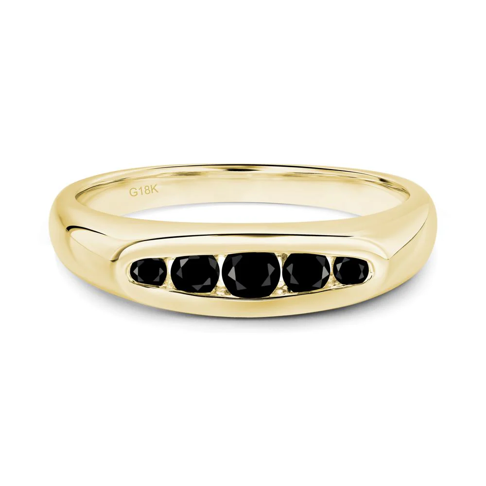 Black Spinel Channel Set Wedding Band Ring - Image 3
