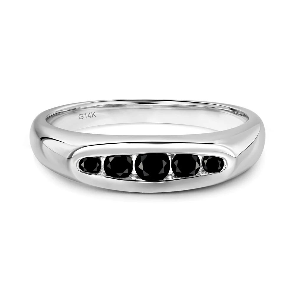 Black Spinel Channel Set Wedding Band Ring - Image 4