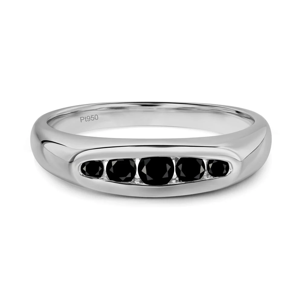 Black Spinel Channel Set Wedding Band Ring - Image 5