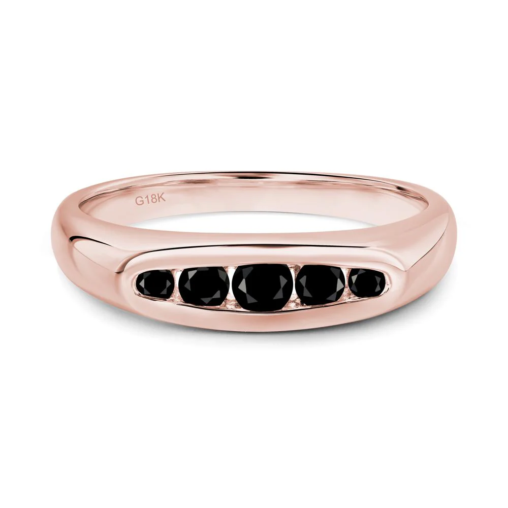 Black Spinel Channel Set Wedding Band Ring - Image 9