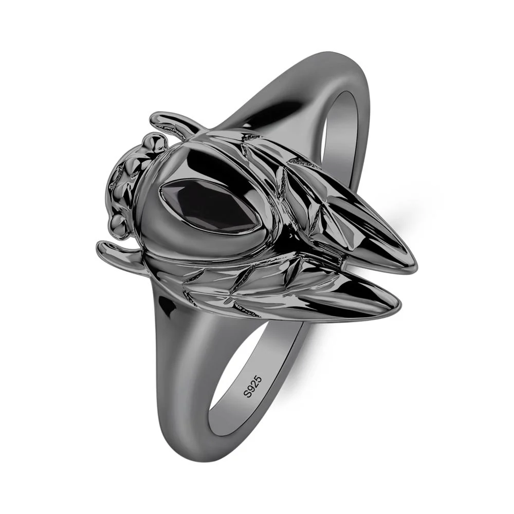 Black Spinel Cicada Ring - Image 3