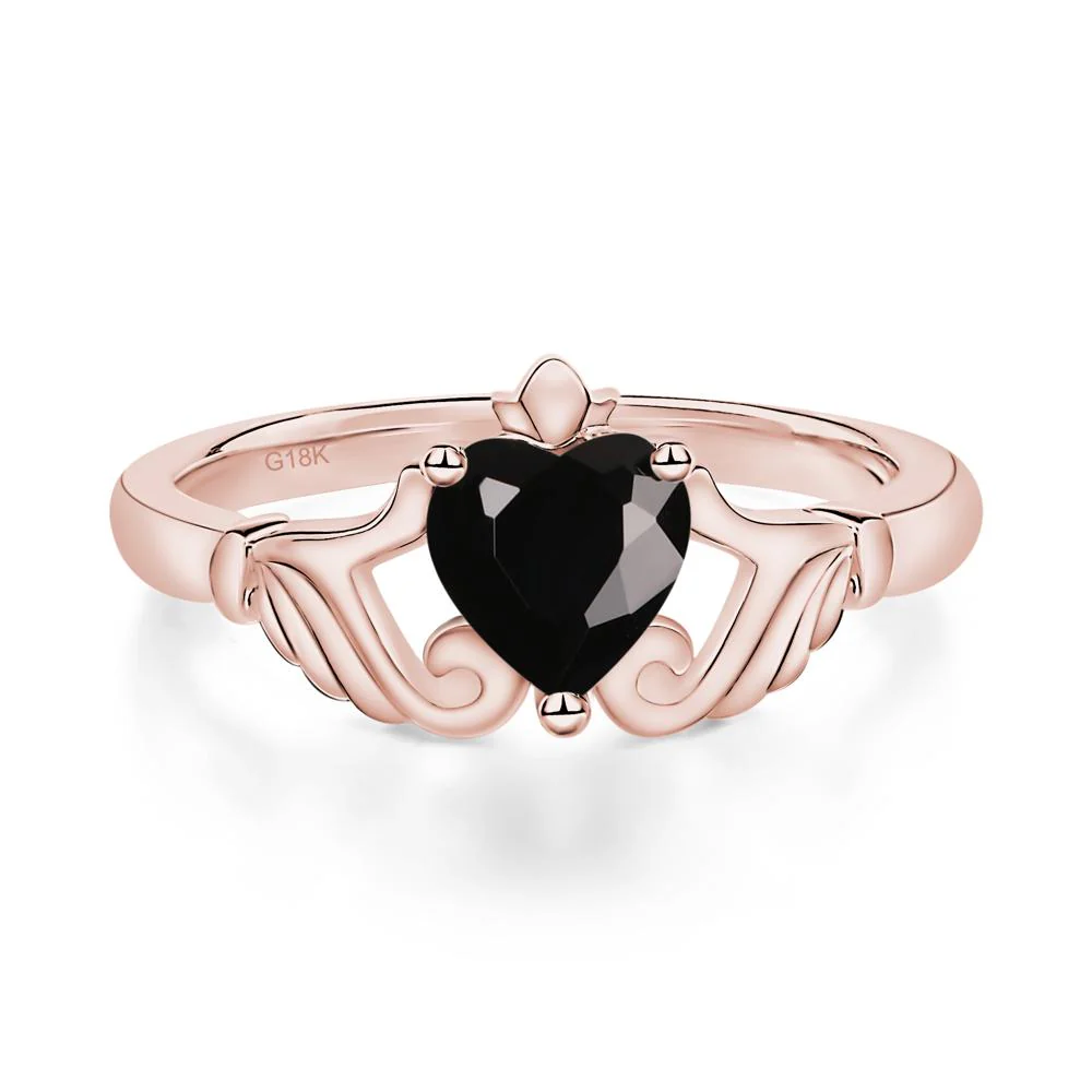 Black Spinel Women's Claddagh Ring - Image 8
