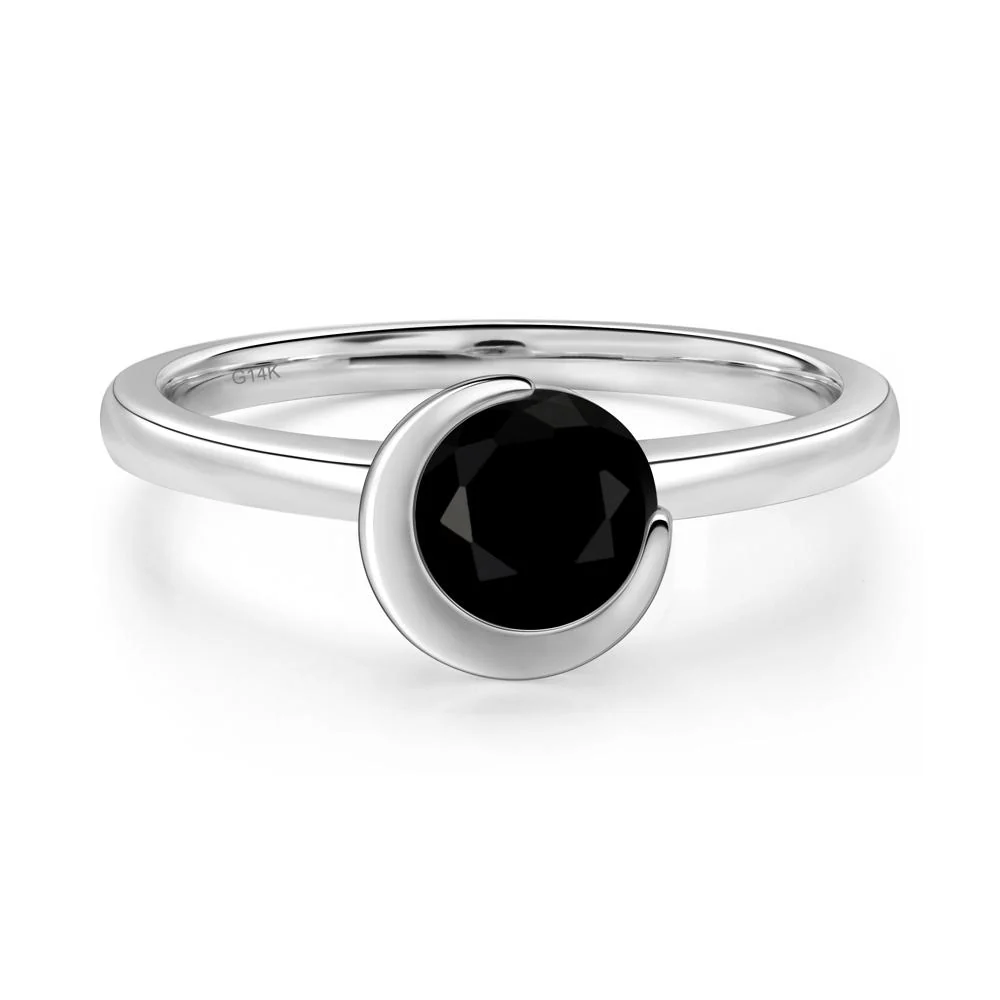 Black Spinel Crescent Moon Ring - Image 9