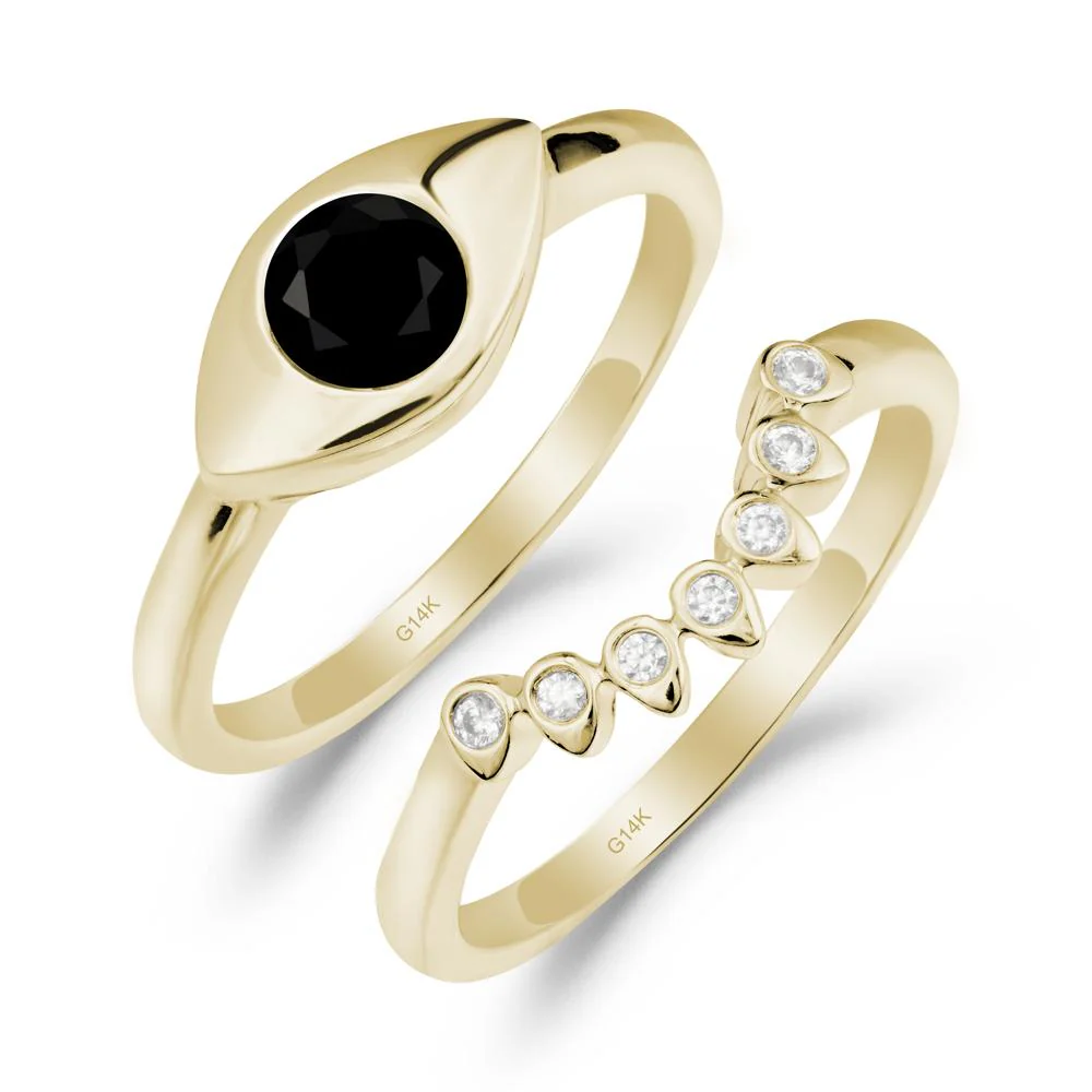 Black Spinel Evil Eye Ring Set - Image 2