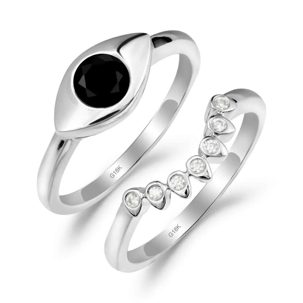 Black Spinel Evil Eye Ring Set - Image 5