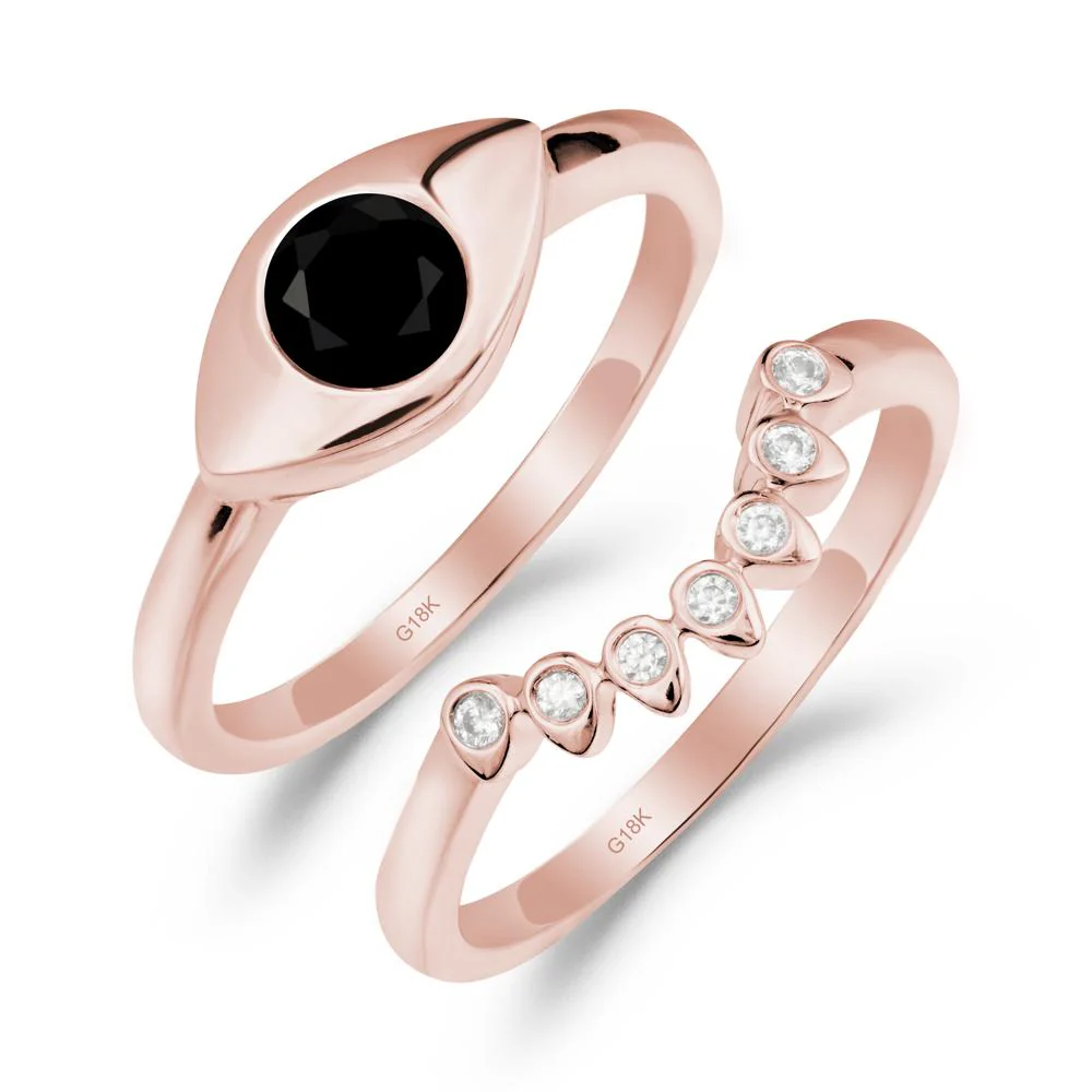 Black Spinel Evil Eye Ring Set - Image 7
