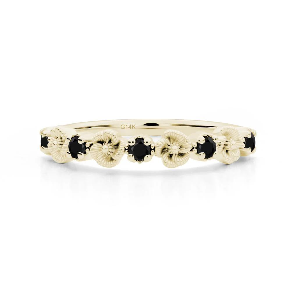Black Spinel Flower Eternity Ring