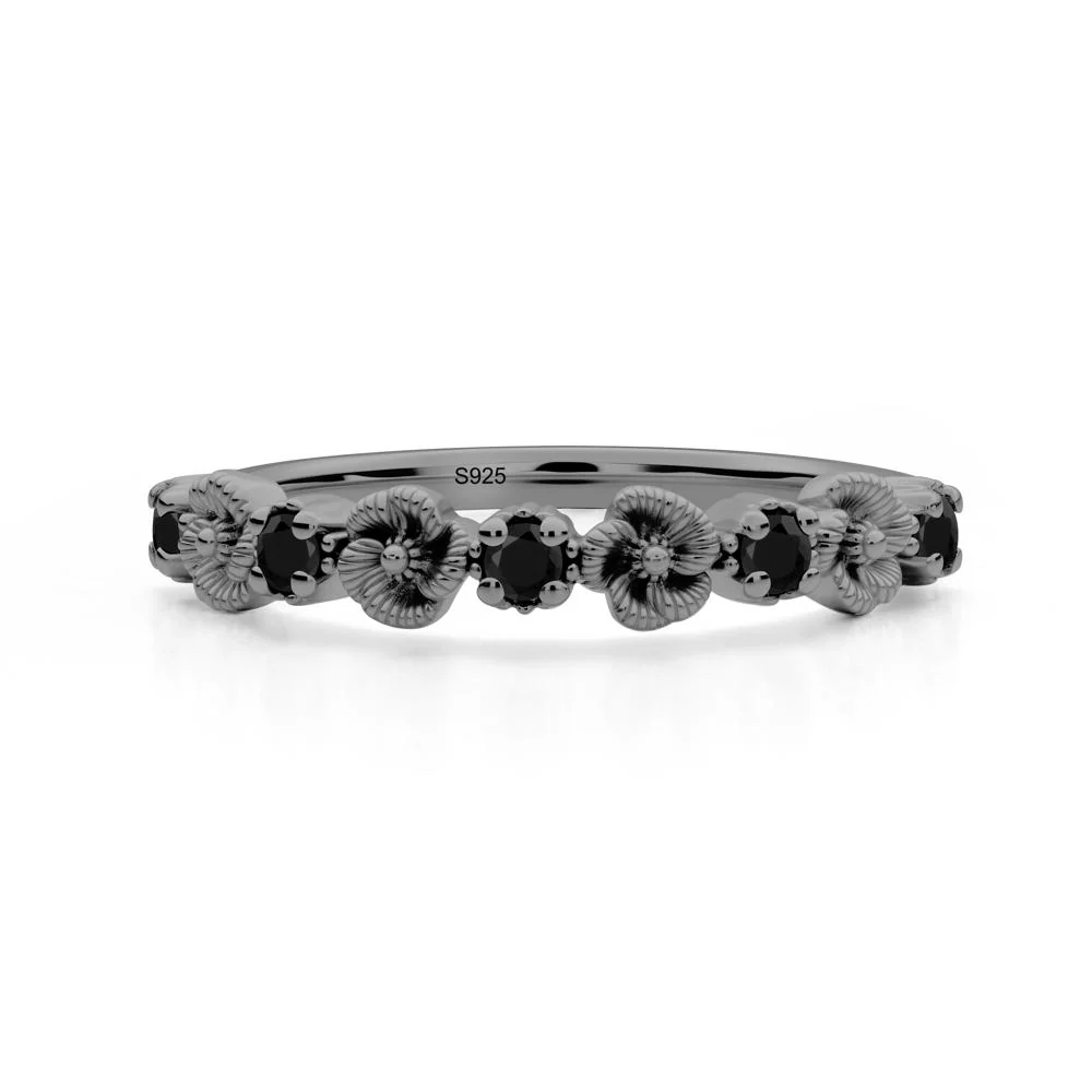 Black Spinel Flower Eternity Ring - Image 3