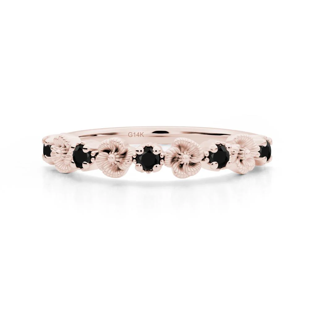 Black Spinel Flower Eternity Ring - Image 4
