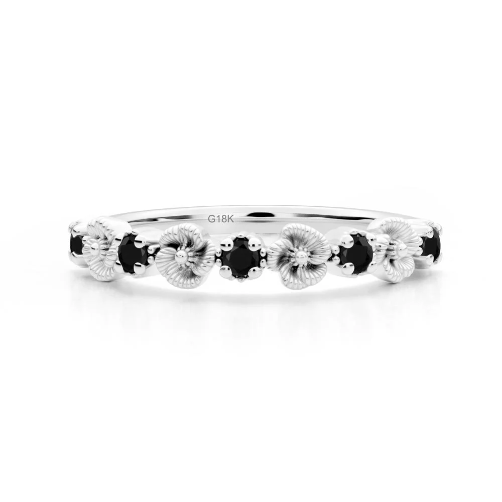 Black Spinel Flower Eternity Ring - Image 8