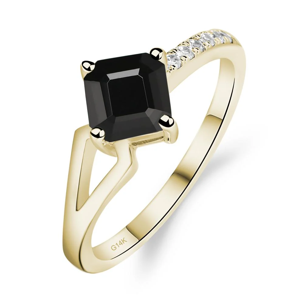 Black Spinel Ring Asscher Engagement Ring - Image 4