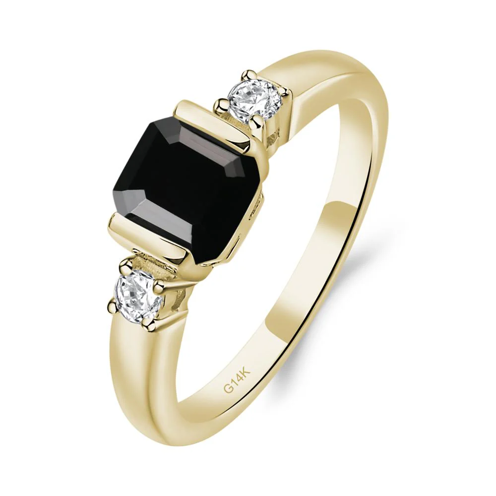 Black Spinel Half Bezel Set Asscher Cut Ring - Image 2