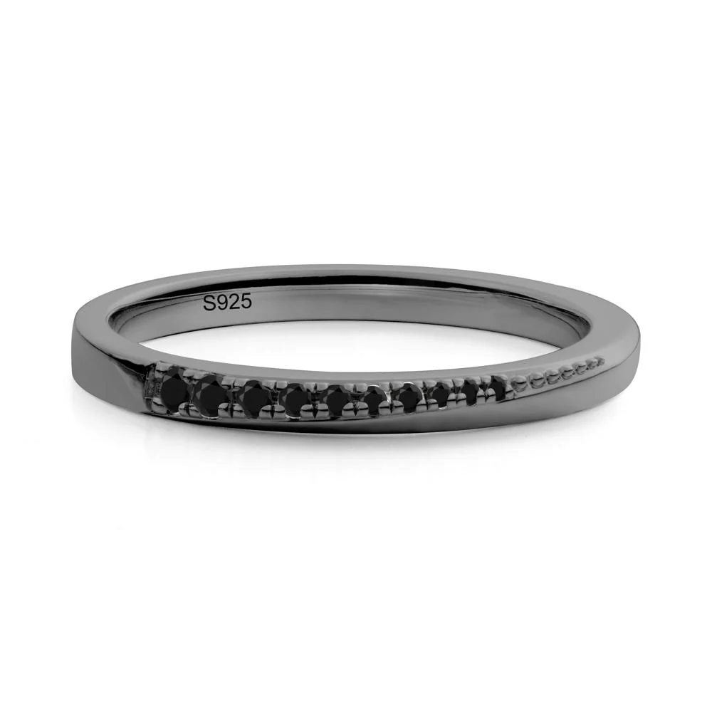 Black Spinel Half-Eternity Band Ring - Image 4