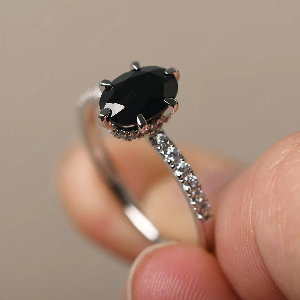 Black Spinel Hidden Halo Ring - Image 2