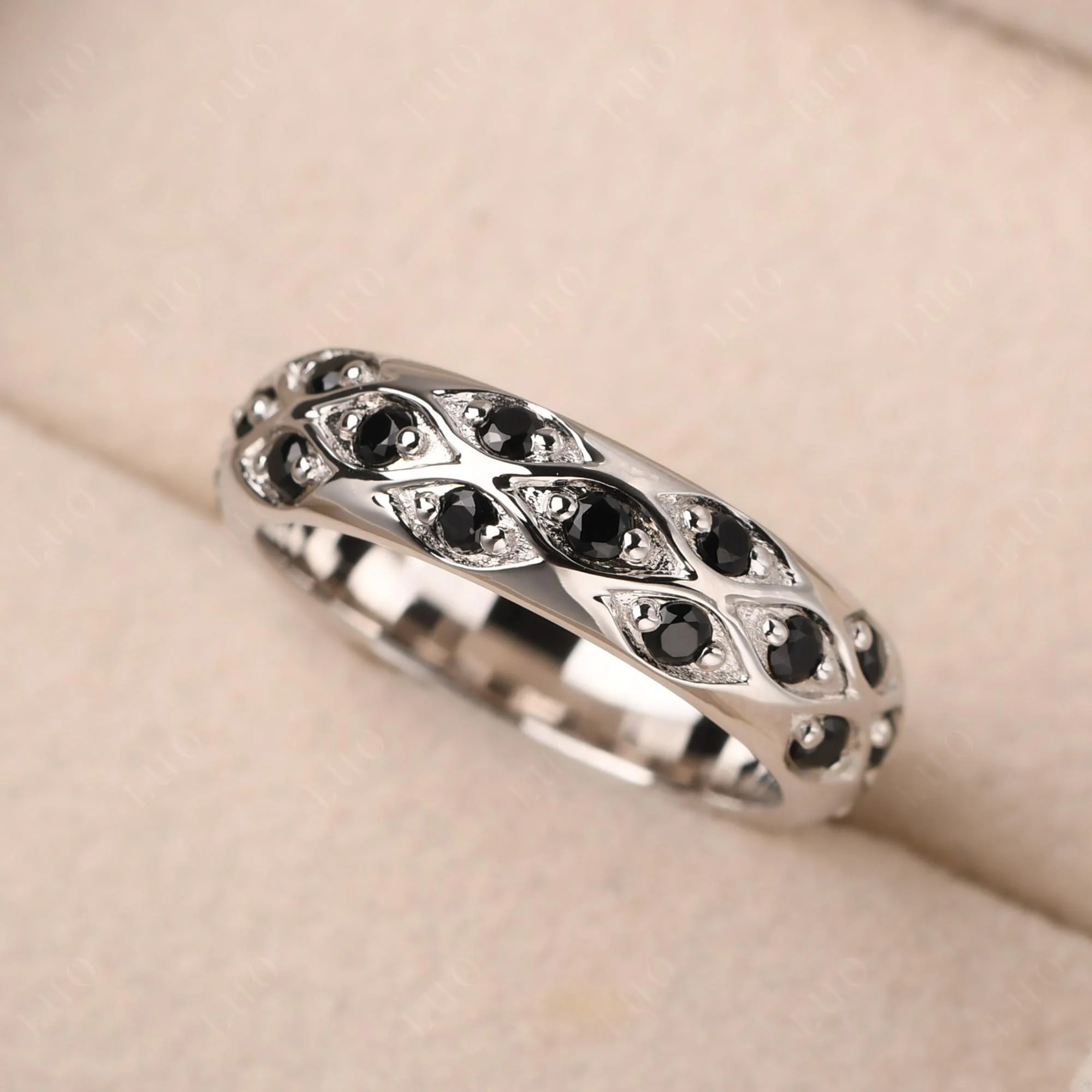 Black Spinel Wide Band Ring - Image 10