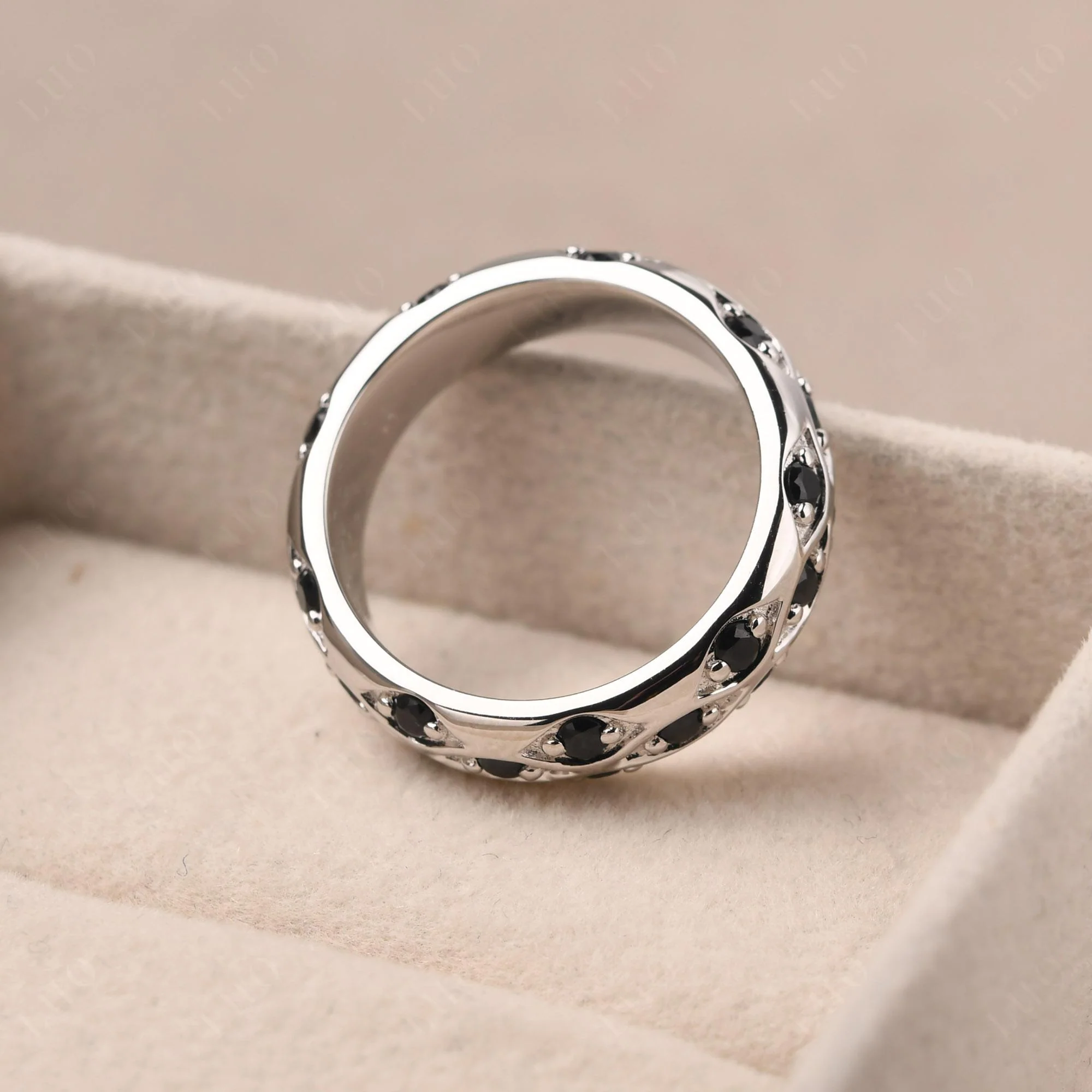 Black Spinel Wide Band Ring - Image 12