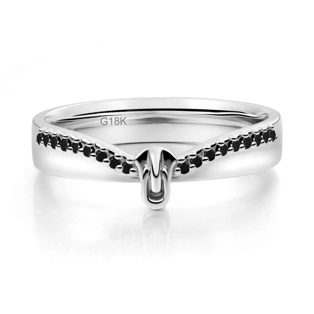 Black Spinel Modern Chevron Stackable Ring - Image 2
