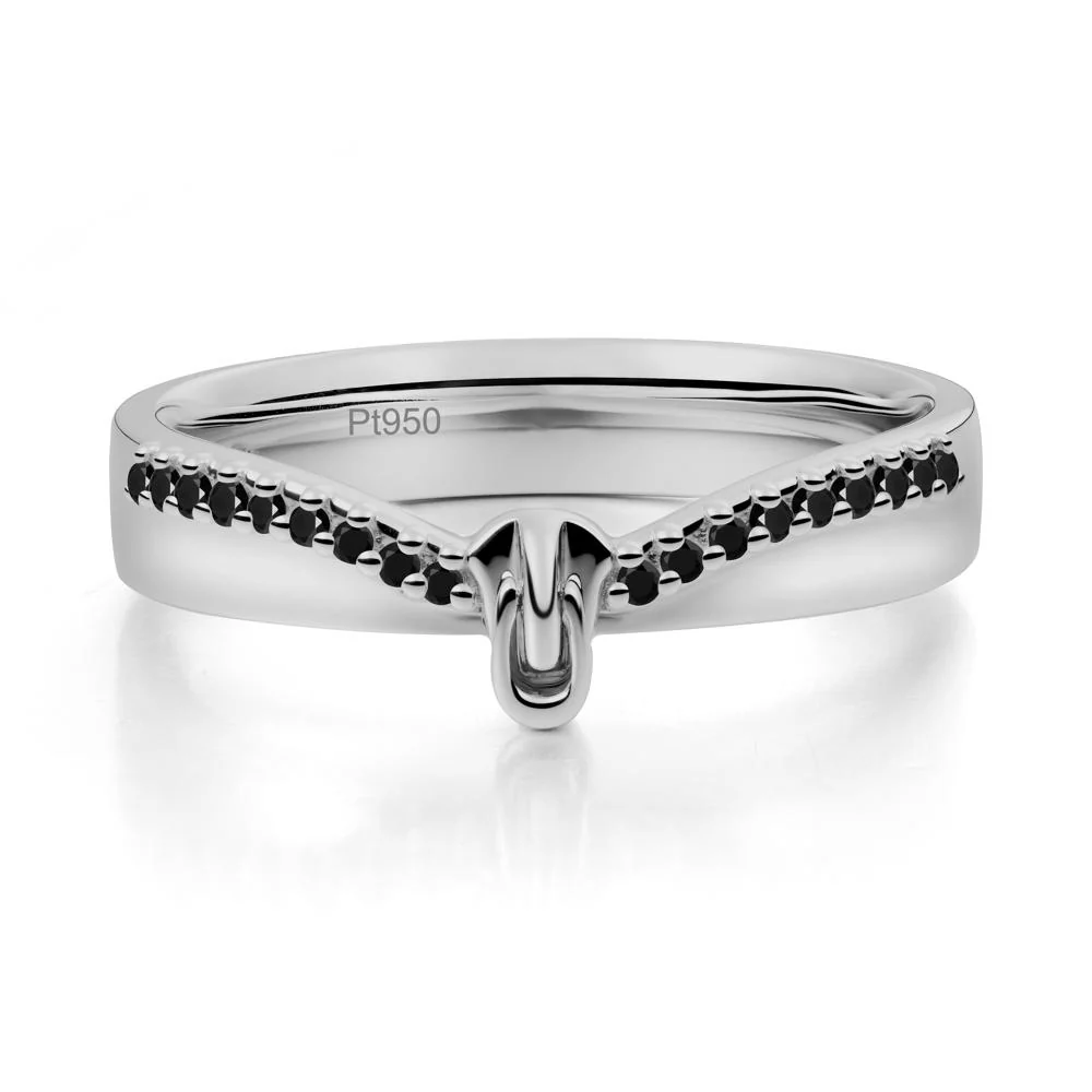 Black Spinel Modern Chevron Stackable Ring - Image 4