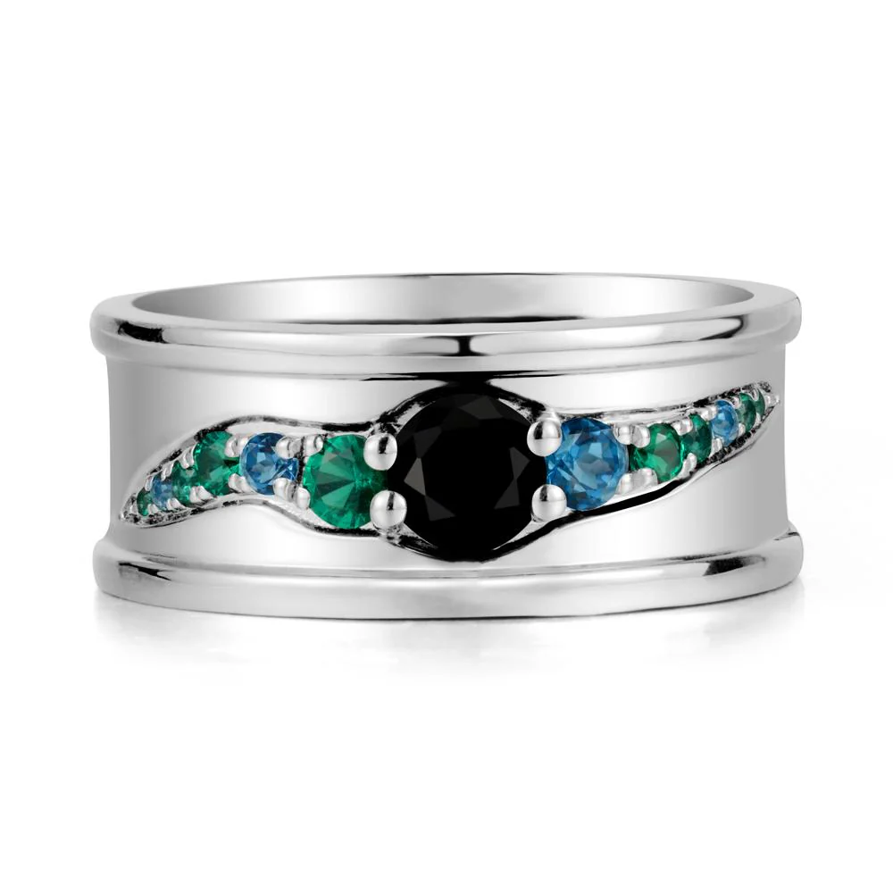 Black Spinel Multi Stone Men Ring - Image 3