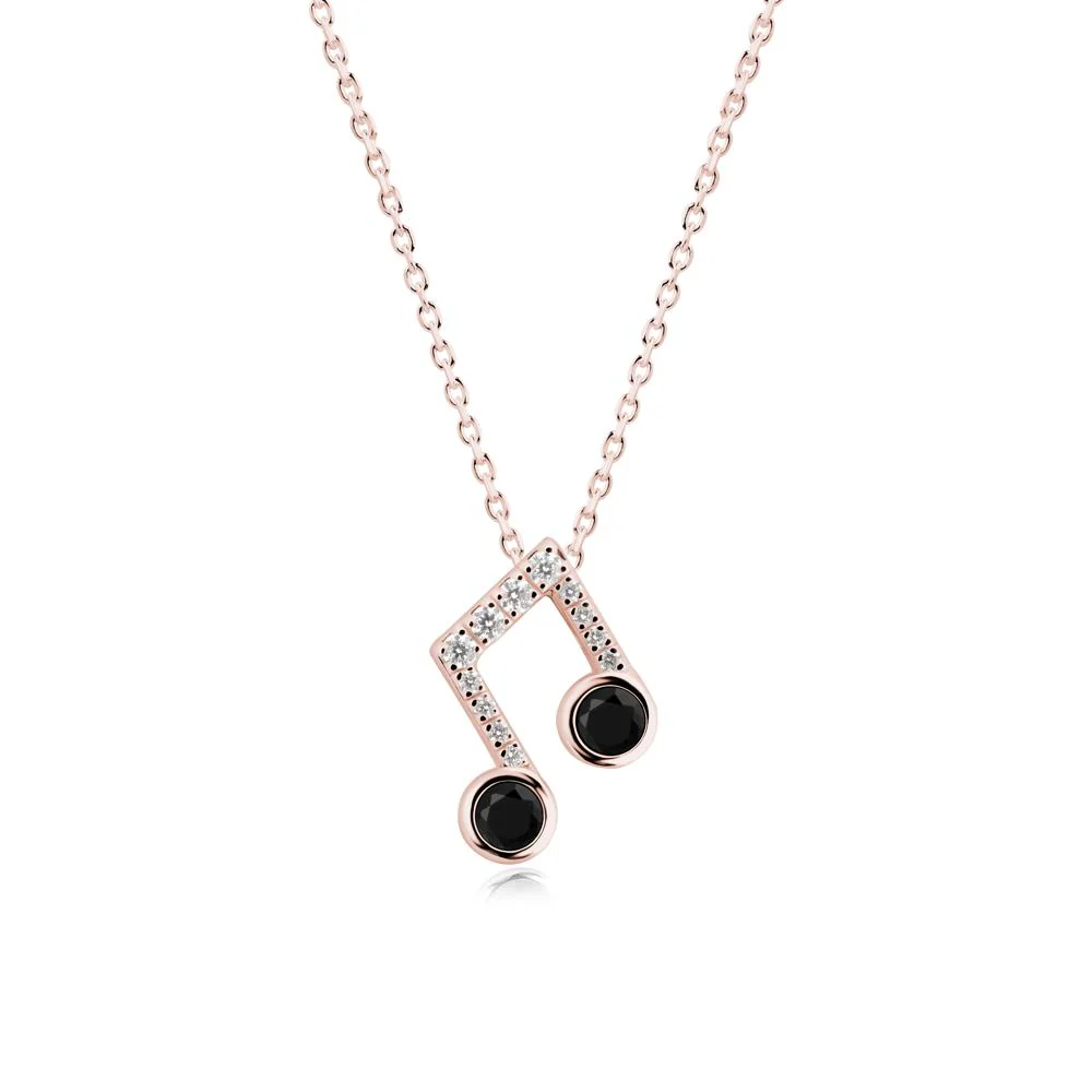 Black Spinel Musical Note Necklace - Image 2