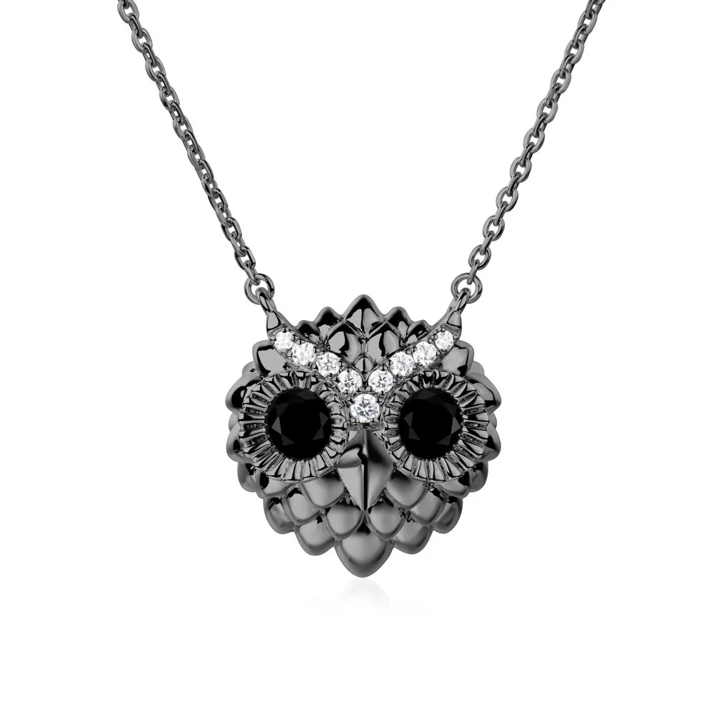 Black Spinel Owl Necklace - Image 7