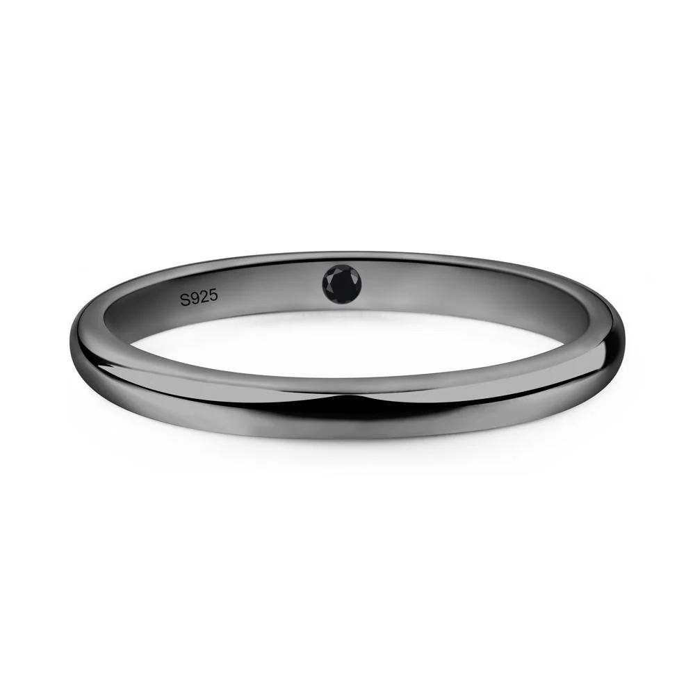 Black Spinel Plain Band Ring - Image 2