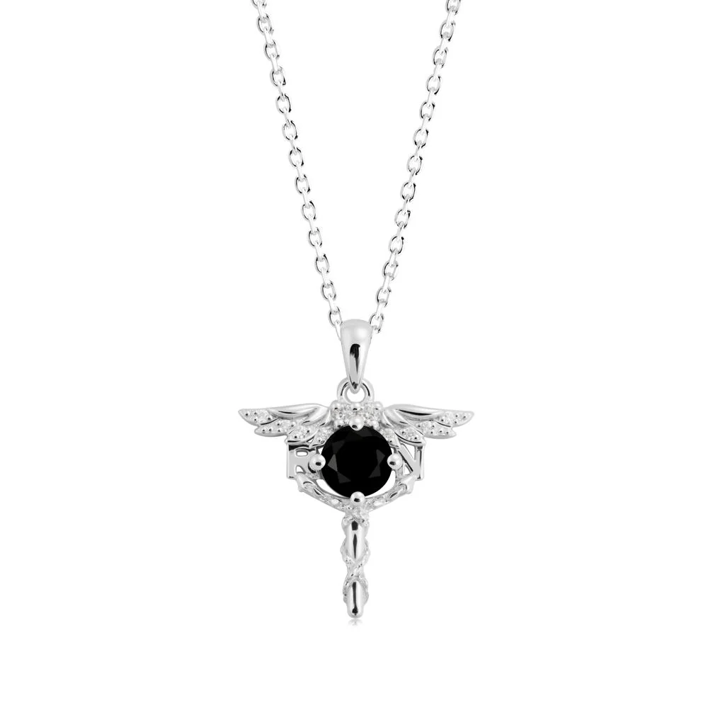 Black Spinel Registered Nurse Necklace