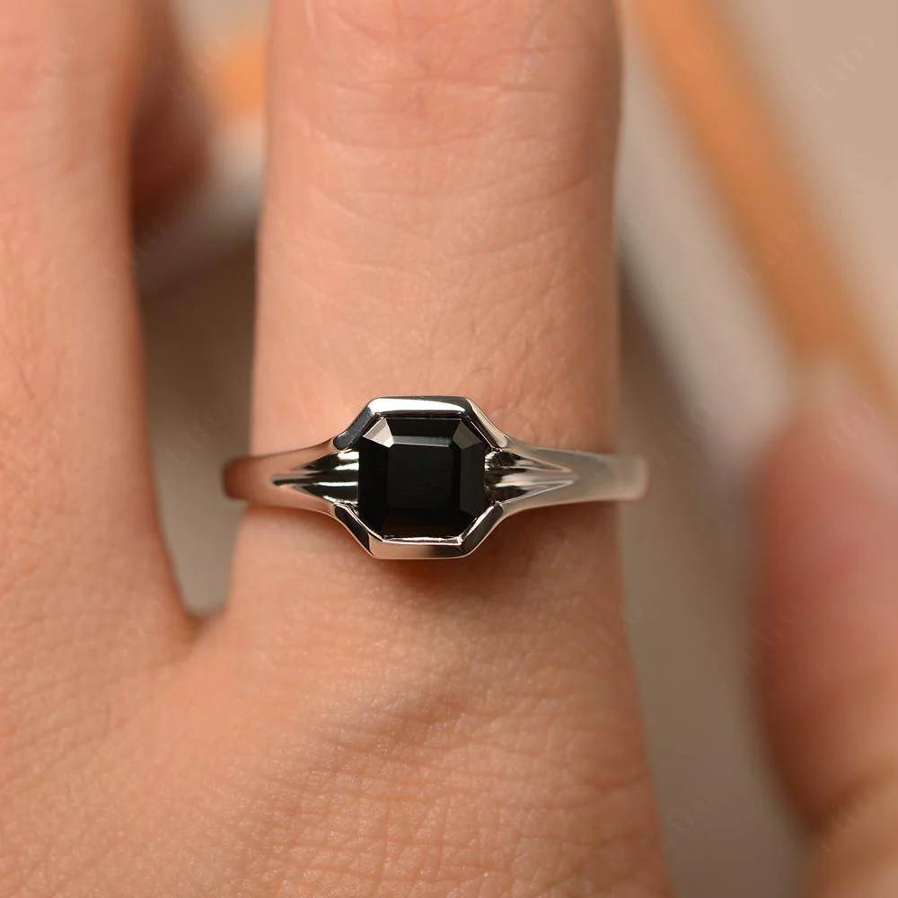 Asscher Cut Black Spinel Ring - Image 33