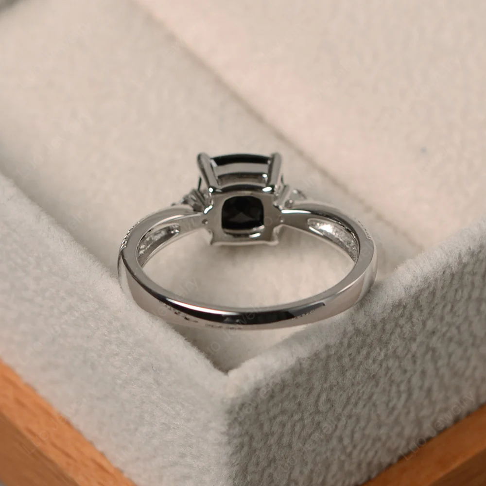Cushion Cut Black Spinel Engagement Ring - Image 3