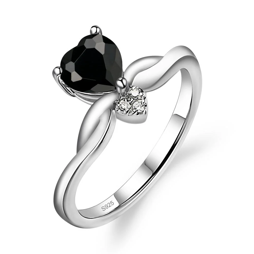Black Spinel Twisted Heart Ring - Image 2