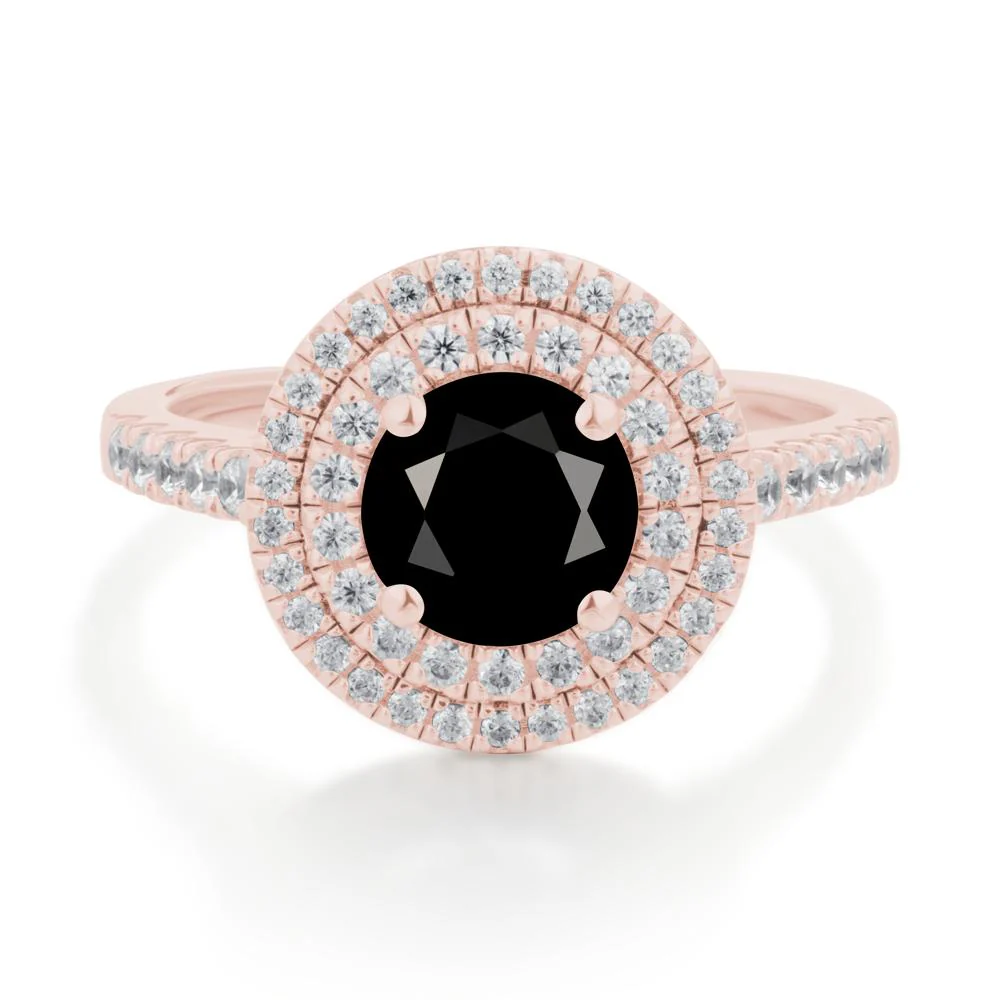Black Spinel Ring Double Halo - Image 7