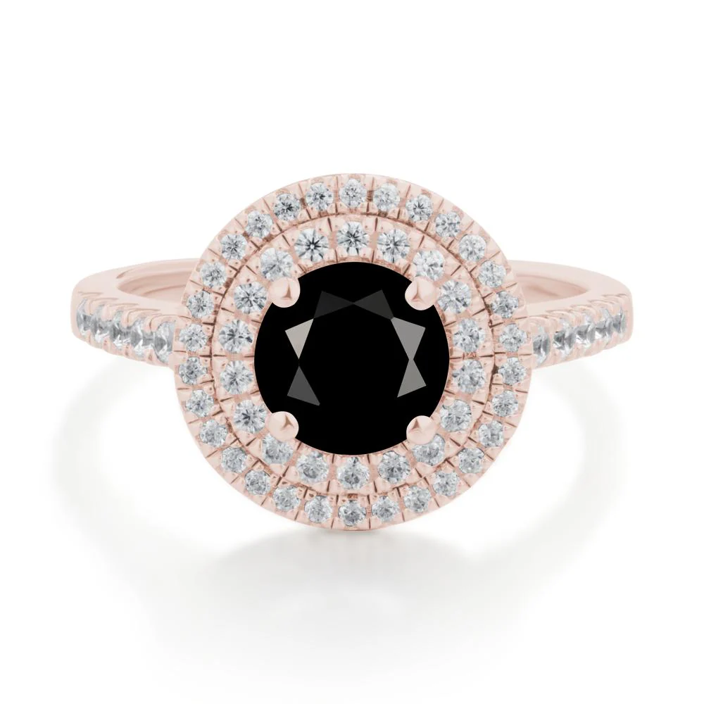 Black Spinel Ring Double Halo - Image 8