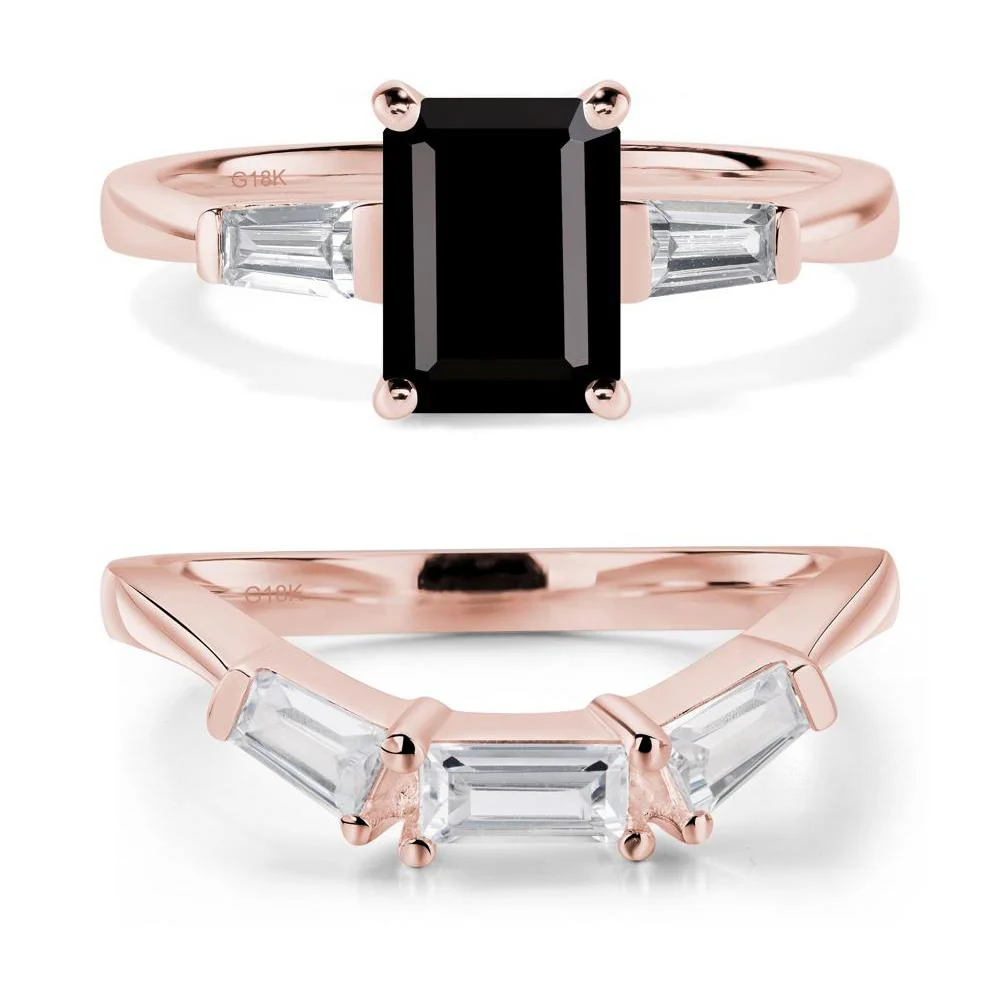Black Spinel Emerald Cut Baguette Ring - Image 17