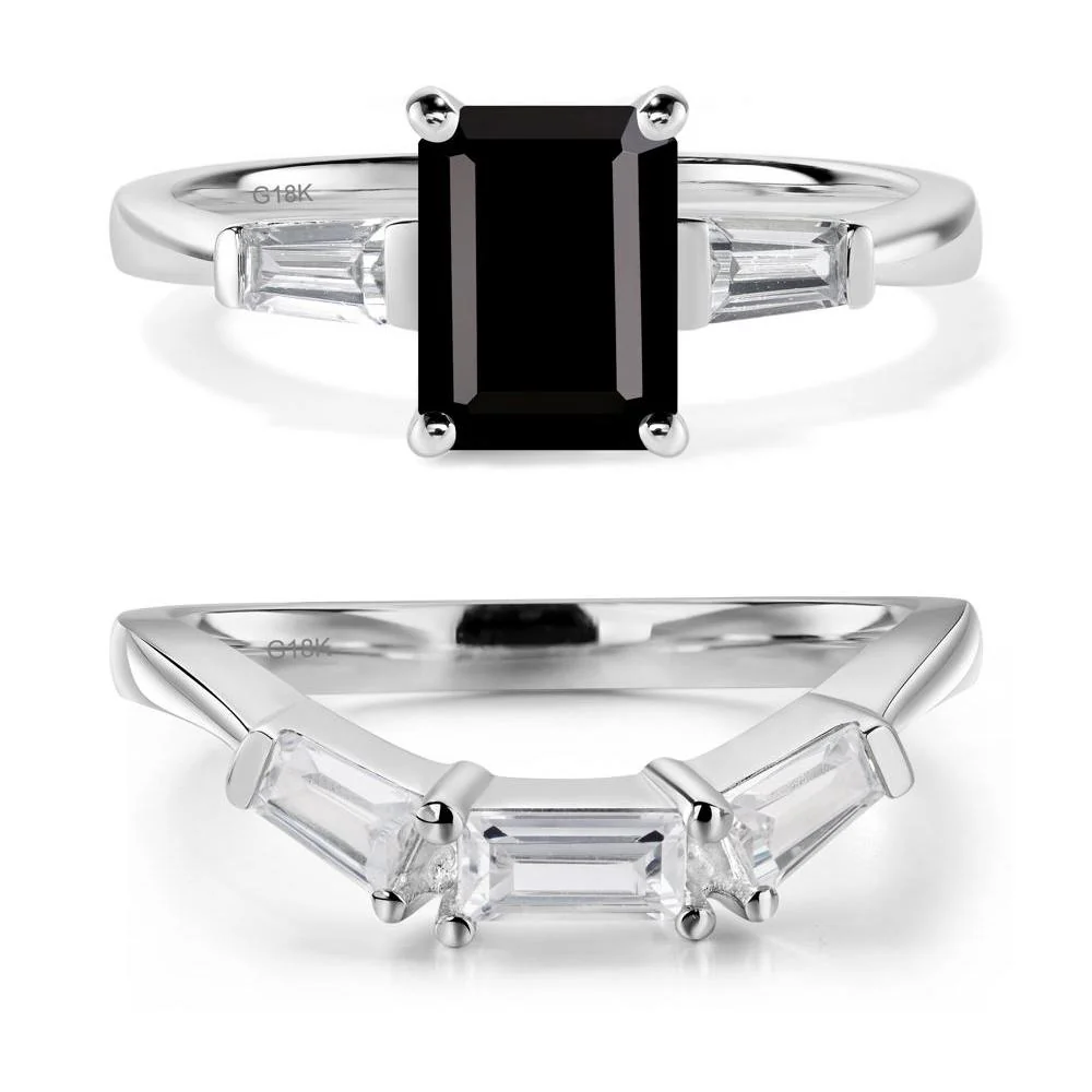 Black Spinel Emerald Cut Baguette Ring - Image 19