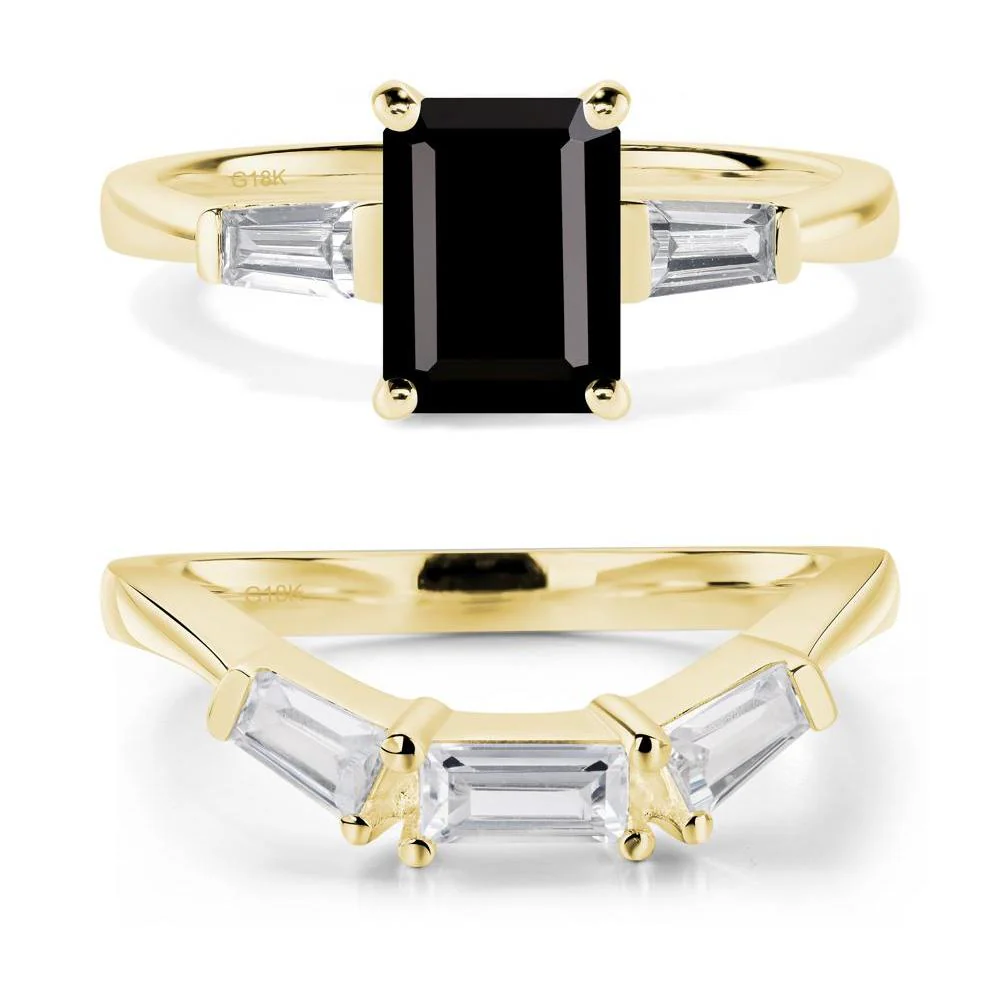 Black Spinel Emerald Cut Baguette Ring - Image 21
