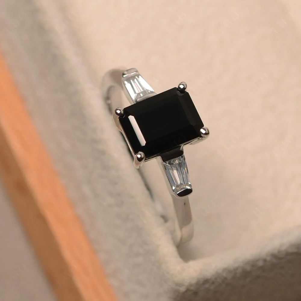 Black Spinel Emerald Cut Baguette Ring - Image 30